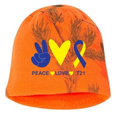 Ribbon Peace Love T21 Down Syndrome Awareness Gift Kati - Camo Knit Beanie