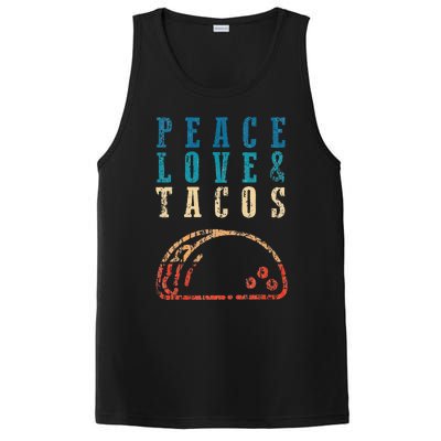 Retro Peace Love Tacos Funny Food Cinco De Mayo PosiCharge Competitor Tank