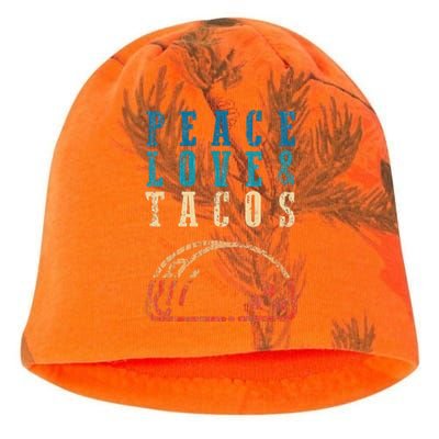 Retro Peace Love Tacos Funny Food Cinco De Mayo Kati - Camo Knit Beanie