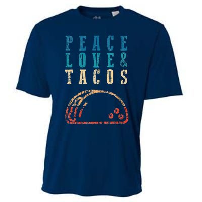 Retro Peace Love Tacos Funny Food Cinco De Mayo Cooling Performance Crew T-Shirt