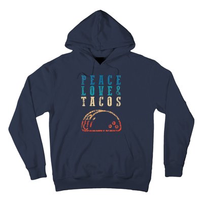 Retro Peace Love Tacos Funny Food Cinco De Mayo Hoodie