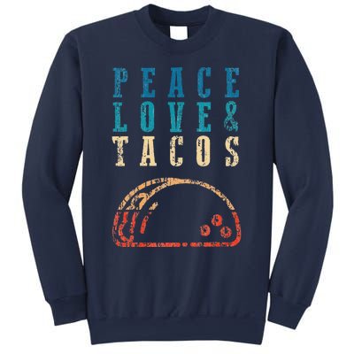 Retro Peace Love Tacos Funny Food Cinco De Mayo Sweatshirt