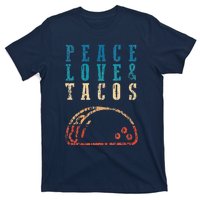 Retro Peace Love Tacos Funny Food Cinco De Mayo T-Shirt