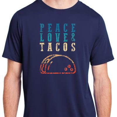 Retro Peace Love Tacos Funny Food Cinco De Mayo Adult ChromaSoft Performance T-Shirt