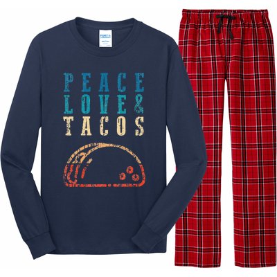 Retro Peace Love Tacos Funny Food Cinco De Mayo Long Sleeve Pajama Set