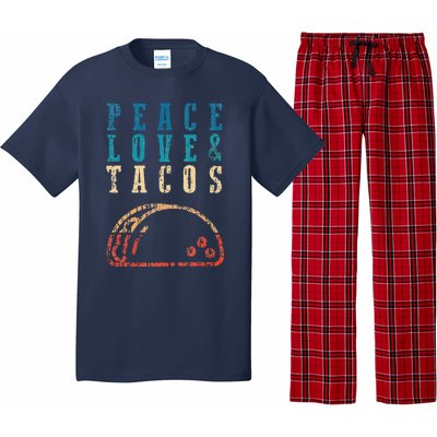 Retro Peace Love Tacos Funny Food Cinco De Mayo Pajama Set