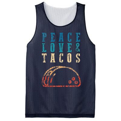 Retro Peace Love Tacos Funny Food Cinco De Mayo Mesh Reversible Basketball Jersey Tank