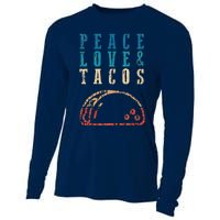 Retro Peace Love Tacos Funny Food Cinco De Mayo Cooling Performance Long Sleeve Crew