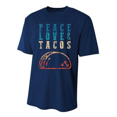 Retro Peace Love Tacos Funny Food Cinco De Mayo Performance Sprint T-Shirt