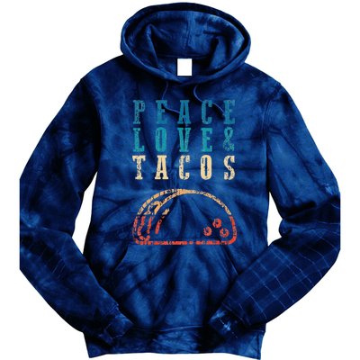 Retro Peace Love Tacos Funny Food Cinco De Mayo Tie Dye Hoodie