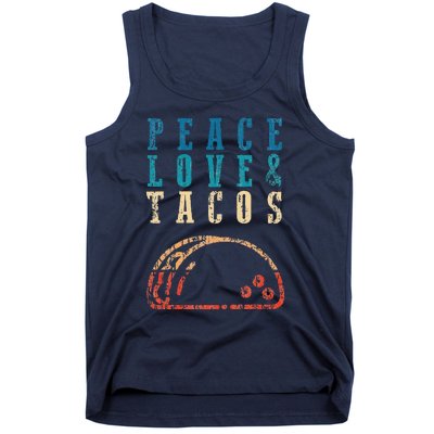 Retro Peace Love Tacos Funny Food Cinco De Mayo Tank Top