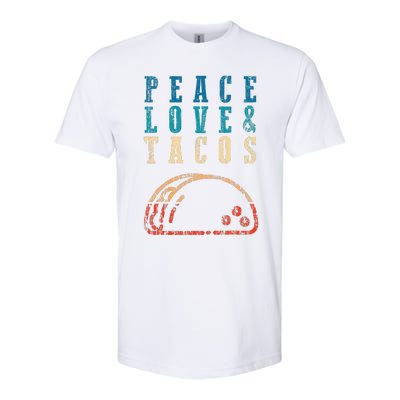 Retro Peace Love Tacos Funny Food Cinco De Mayo Softstyle CVC T-Shirt