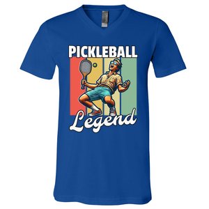 Retro Pickleball Legend Pickleball Meaningful Gift V-Neck T-Shirt