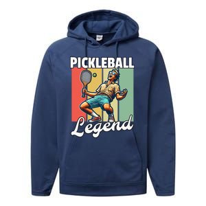 Retro Pickleball Legend Pickleball Meaningful Gift Performance Fleece Hoodie