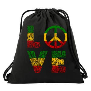 Reggae Peace Love Hippie Rasta Reggae Music Jamaica Drawstring Bag