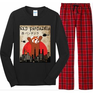 Red Panda Lover, Funny Red Pandazilla Long Sleeve Pajama Set