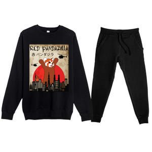 Red Panda Lover, Funny Red Pandazilla Premium Crewneck Sweatsuit Set