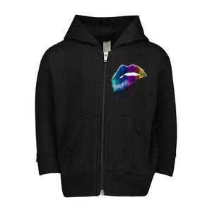 Rainbow Pride Lips Graphic Funny Gift Toddler Zip Fleece Hoodie