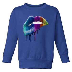 Rainbow Pride Lips Graphic Funny Gift Toddler Sweatshirt