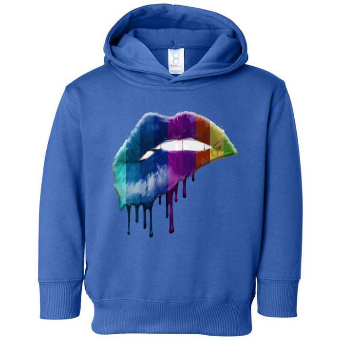 Rainbow Pride Lips Graphic Funny Gift Toddler Hoodie