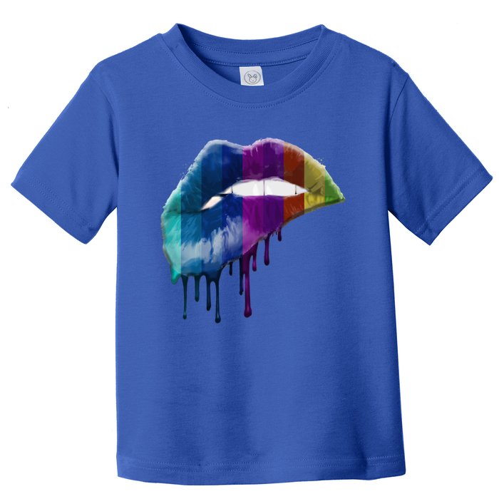 Rainbow Pride Lips Graphic Funny Gift Toddler T-Shirt