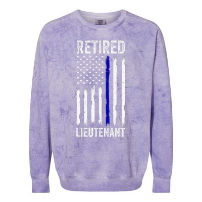 Retired Police Lieutenant Design Thin Blue Line Retirement Colorblast Crewneck Sweatshirt