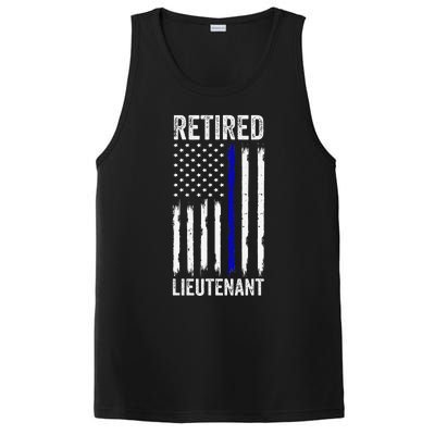 Retired Police Lieutenant Design Thin Blue Line Retirement PosiCharge Competitor Tank