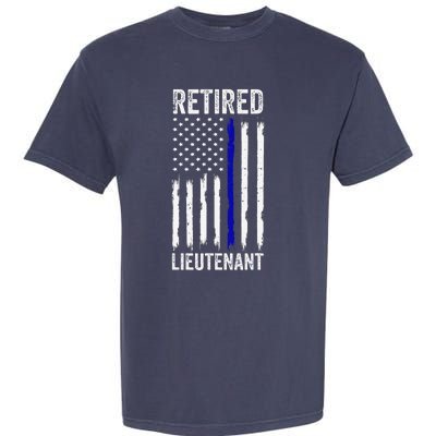 Retired Police Lieutenant Design Thin Blue Line Retirement Garment-Dyed Heavyweight T-Shirt