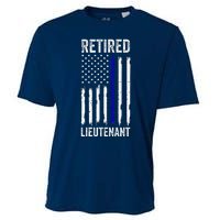 Retired Police Lieutenant Design Thin Blue Line Retirement Cooling Performance Crew T-Shirt