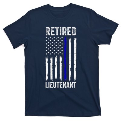 Retired Police Lieutenant Design Thin Blue Line Retirement T-Shirt