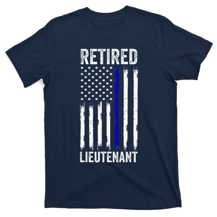 Retired Police Lieutenant Design Thin Blue Line Retirement T-Shirt