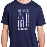 Retired Police Lieutenant Design Thin Blue Line Retirement Adult ChromaSoft Performance T-Shirt