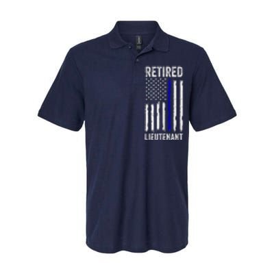 Retired Police Lieutenant Design Thin Blue Line Retirement Softstyle Adult Sport Polo