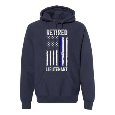 Retired Police Lieutenant Design Thin Blue Line Retirement Premium Hoodie