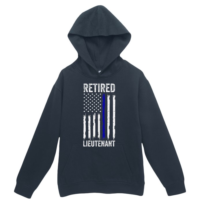 Retired Police Lieutenant Design Thin Blue Line Retirement Urban Pullover Hoodie