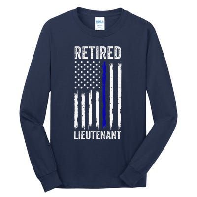 Retired Police Lieutenant Design Thin Blue Line Retirement Tall Long Sleeve T-Shirt