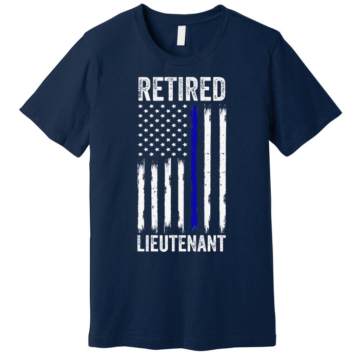 Retired Police Lieutenant Design Thin Blue Line Retirement Premium T-Shirt