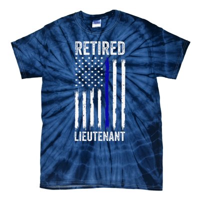 Retired Police Lieutenant Design Thin Blue Line Retirement Tie-Dye T-Shirt