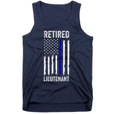 Retired Police Lieutenant Design Thin Blue Line Retirement Tank Top