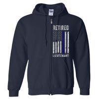 Retired Police Lieutenant Design Thin Blue Line Retirement Full Zip Hoodie