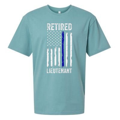 Retired Police Lieutenant Design Thin Blue Line Retirement Sueded Cloud Jersey T-Shirt