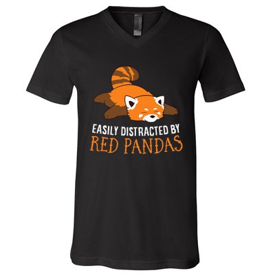 Red Panda Love Easily Distracted By Red Pandas V-Neck T-Shirt