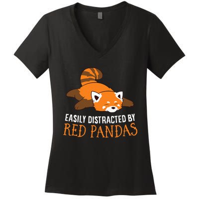 Red Panda Love Easily Distracted By Red Pandas Women's V-Neck T-Shirt