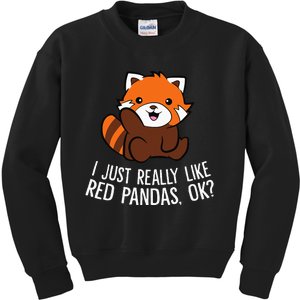 Red Panda Lover I Just Really Like Red Pandas Ok Kids Sweatshirt