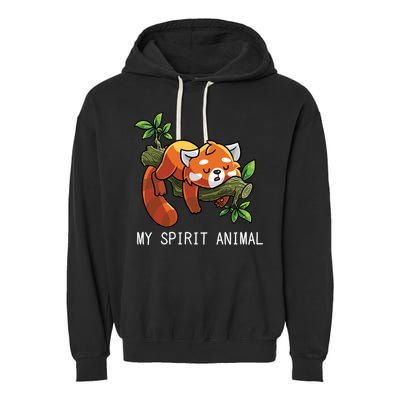 Red Panda Lazy Spirit Animal Gift Garment-Dyed Fleece Hoodie