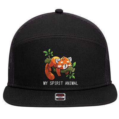 Red Panda Lazy Spirit Animal Gift 7 Panel Mesh Trucker Snapback Hat