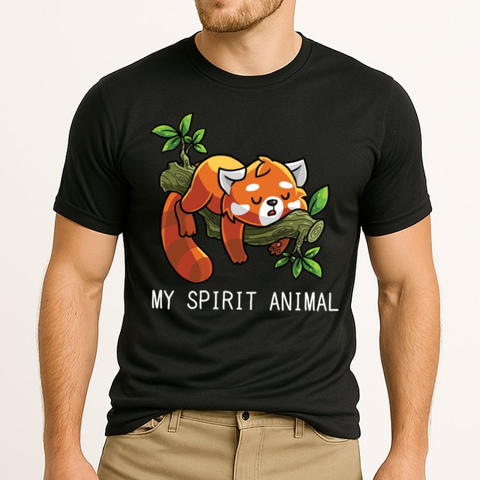 Red Panda Lazy Spirit Animal Gift Cooling Performance Crew T-Shirt
