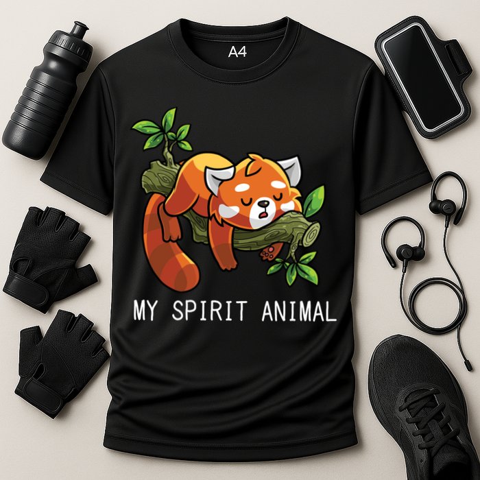 Red Panda Lazy Spirit Animal Gift Cooling Performance Crew T-Shirt