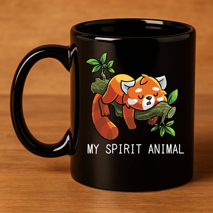 Red Panda Lazy Spirit Animal Gift 11oz C Handle Ceramic Mug