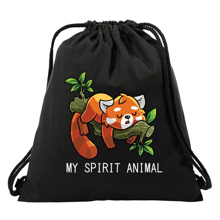 Red Panda Lazy Spirit Animal Gift Drawstring Bag